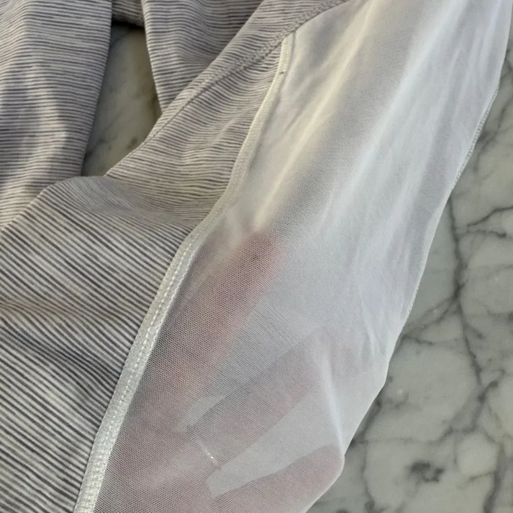 Lululemon High Waisted Capri Leggings With Mesh Gray and White Size 10